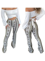 Frauen Boho Flare Pants Ethnic Tribal Print Bell Bottom Yoga Palazzo Hose